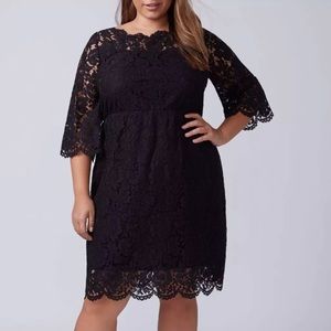 Lane Bryant All Lace Knee Length Dress black Sz24
